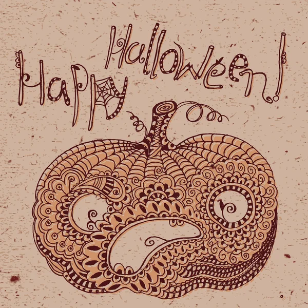 Vintage card with a Halloween pumpkin — Stok Vektör