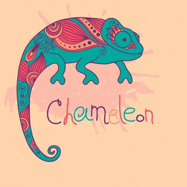 Cameleon în stil etnic . — Vector de stoc