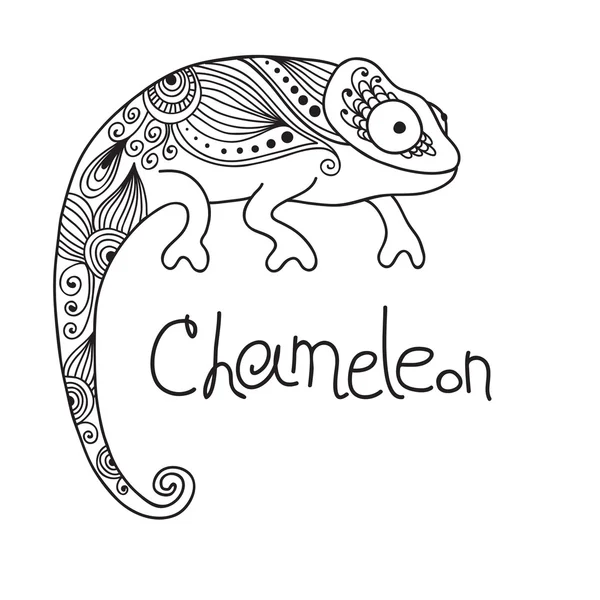 Cute chameleon in ethnic style — Stock Vector
