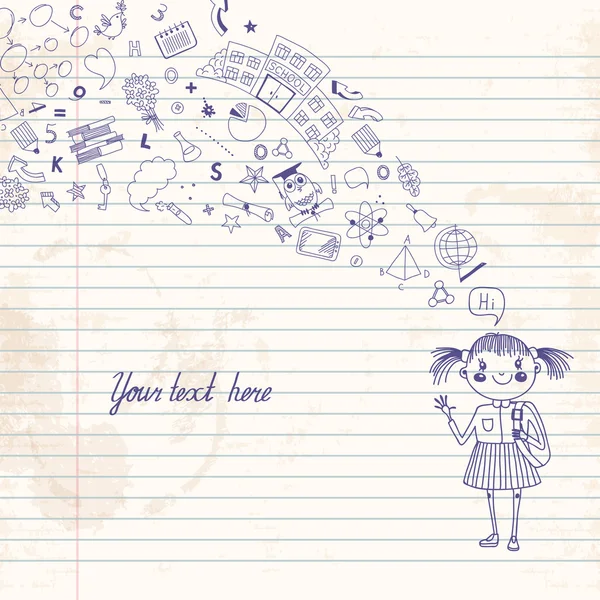 bir öğrenci ve okul hakkında düşünceleri ile arka plan. Bac