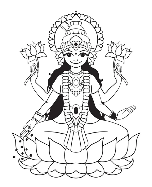 Deusa lakshmi — Vetor de Stock