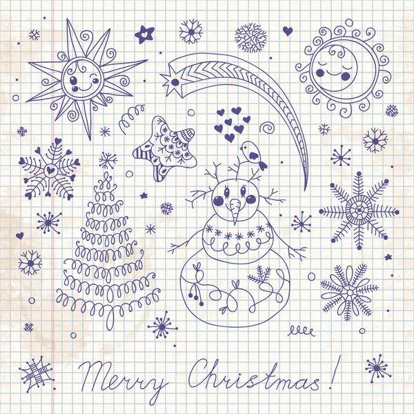 Ručně malované-sada prvků vánoční design — Stockový vektor