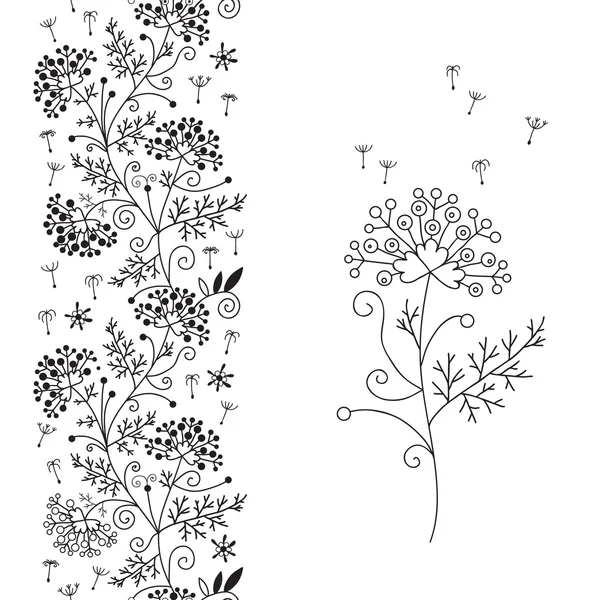 Bordure florale et petit bouquet — Image vectorielle