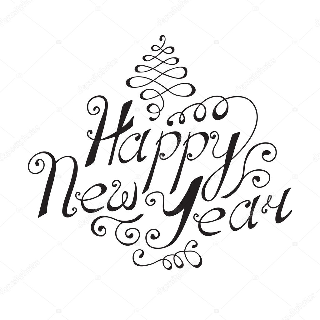Happy New Year hand lettering — Stock Vector © Baksiabat #32740735