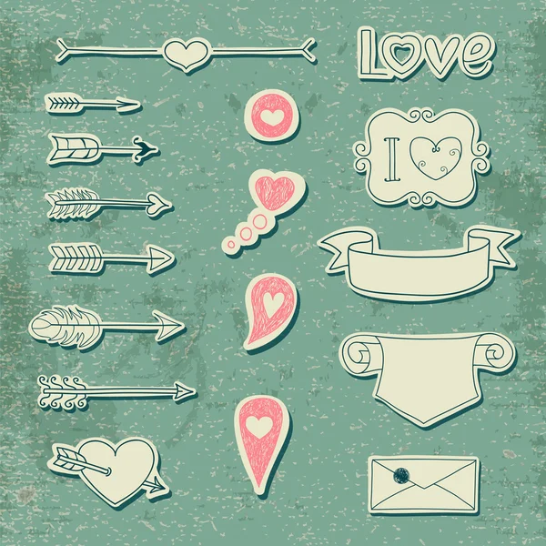 set düğün ve Sevgililer Günü tasarım öğeleri.