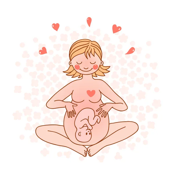幸せな妊娠中の女性のイラスト — ストックベクタ