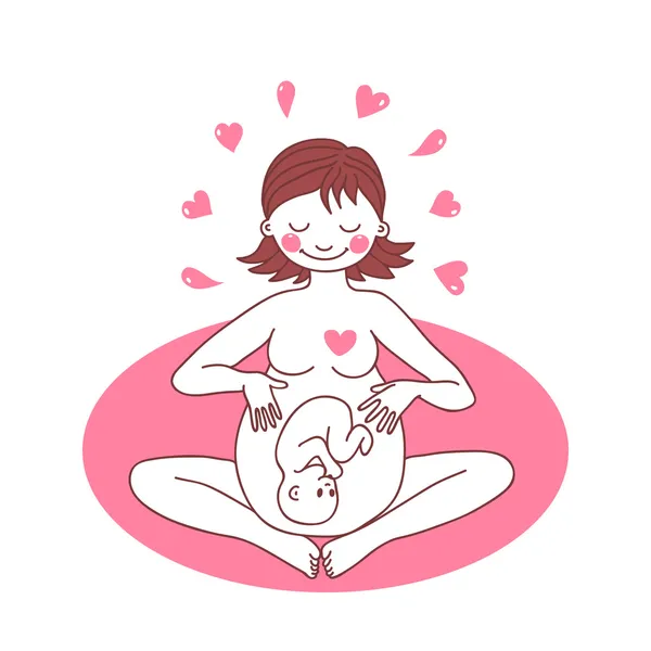 Ilustración de una mujer embarazada feliz — Vector de stock
