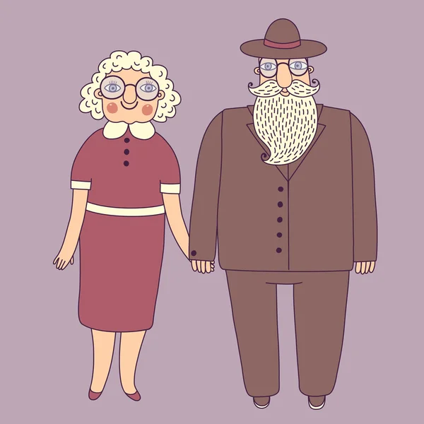 Ηλικιωμένο ζευγάρι. παππούδες και γιαγιάδες. — Διανυσματικό Αρχείο