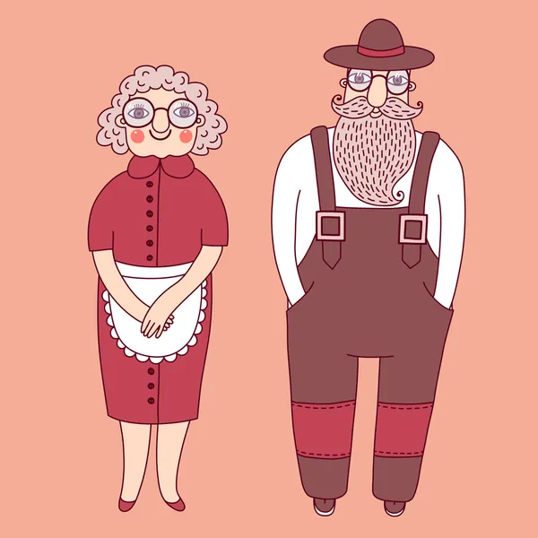 Couple âgé. Grand-parents . — Image vectorielle