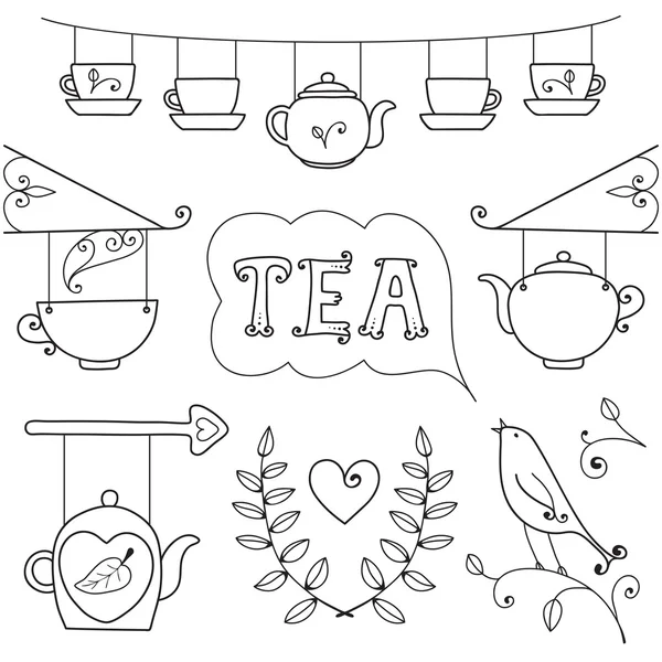 Carte de thé. Ensemble d'éléments pour la conception . — Image vectorielle