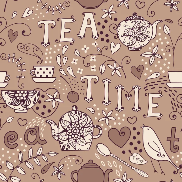 Бесшовный узор - Время чая — стоковый вектор