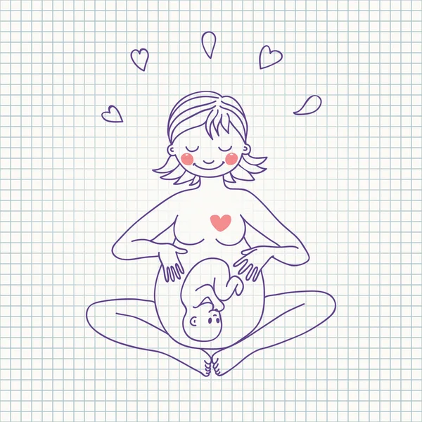 mutlu bir hamile kadın çizimi