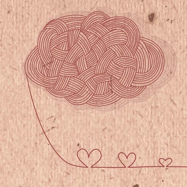 Cartão vintage com corações dos filamentos —  Vetores de Stock