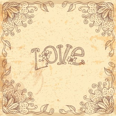 Vintage Sevgililer günü kartı ile çerçeve çiçek