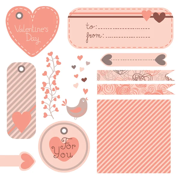 Valentine's Day set of design elements — Stock Vector