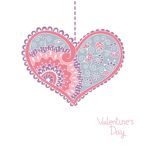 Kaart met hart voor dag van de Valentijnskaart. — Stockvector
