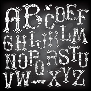 kaprisli elle çizilmiş alfabesi harfleri