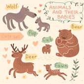 Картина, постер, плакат, фотообои "baby and mommy animal set", артикул 41240035