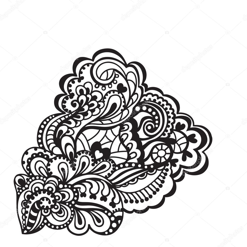 Elemento Di Disegno Floreale Bianco E Nero Vettoriali