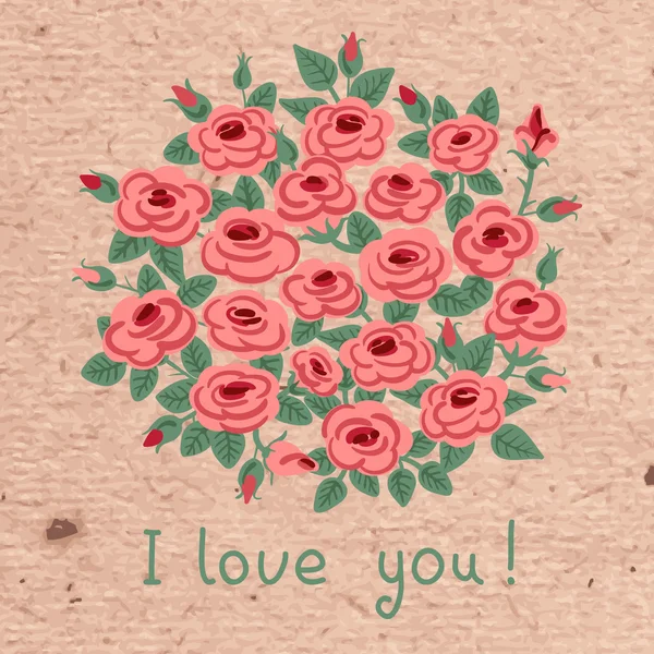 Tarjeta Vintage con un ramo de rosas . — Vector de stock