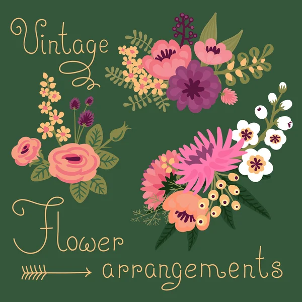 Vintage flowers. Cute flower for design — Stock Vector