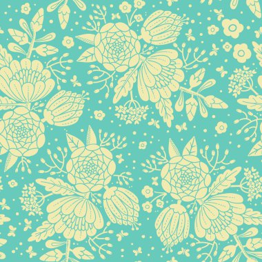 Dekoratif çiçeklerle kusursuz klasik desen.