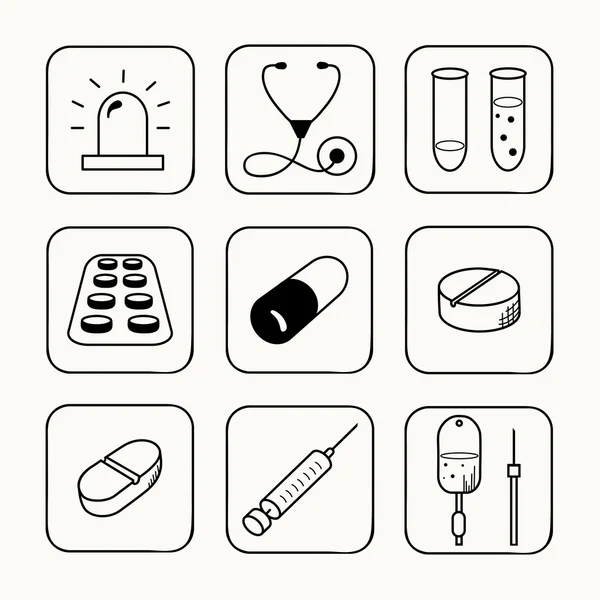 Ensemble d'icônes médicales simples — Image vectorielle