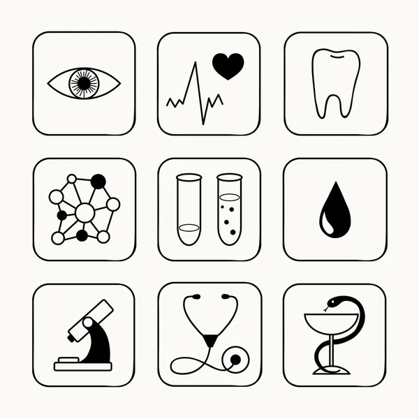 Ensemble d'icônes médicales simples — Image vectorielle