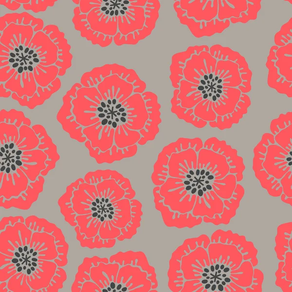 Motif floral sans couture avec des coquelicots fleuris . — Image vectorielle