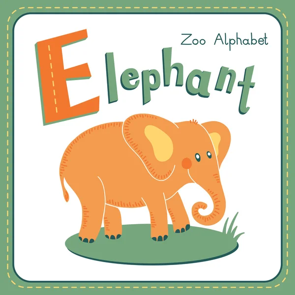 Lettera E - Elefante — Vettoriale Stock