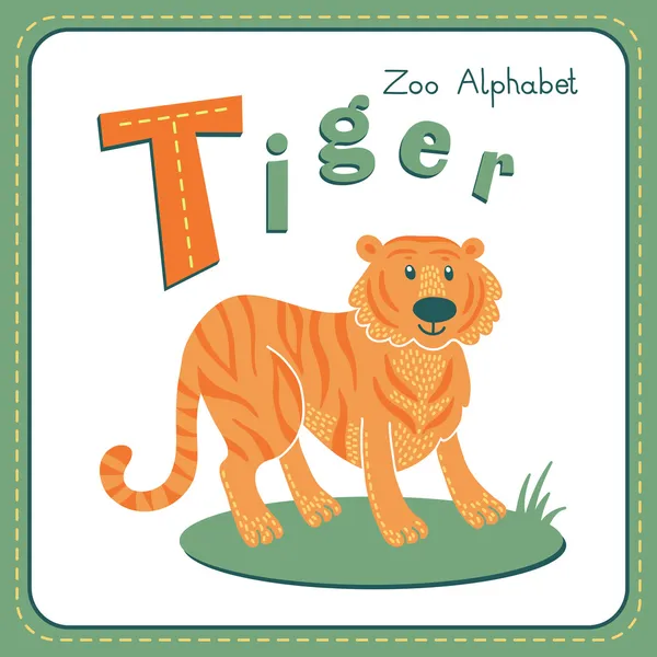 Lettre T - Tigre — Image vectorielle