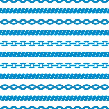 Seamless striped pattern with ropes and chains. clipart