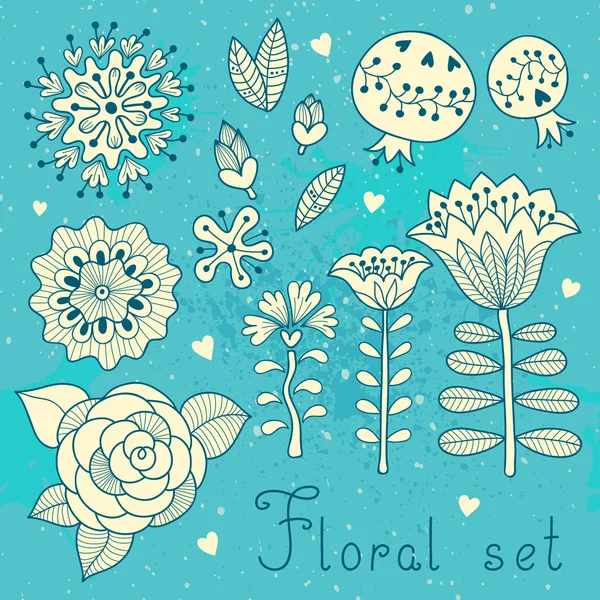 Conjunto de elementos florais isolados para o seu design . — Vetor de Stock