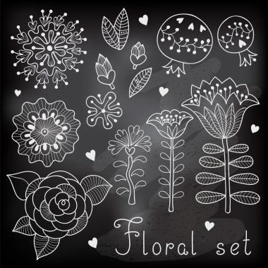 Senin için izole çiçek öğeleri kümesi.