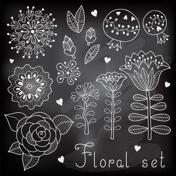 Conjunto de elementos florales aislados para su diseño . — Vector de stock