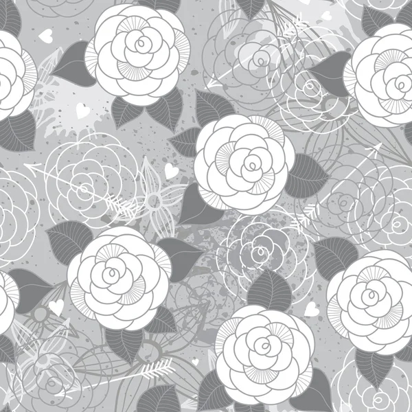 Seamless pattern with roses. — Stock Vector