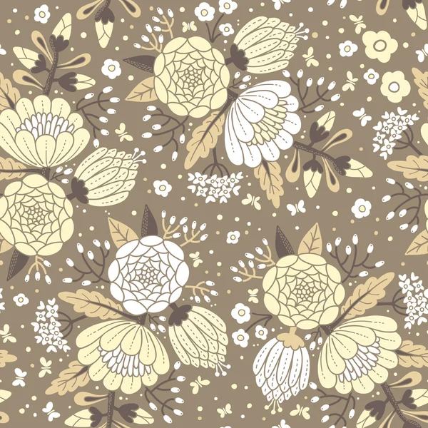 Naadloze vintage patroon met decoratieve bloemen. — Stockvector