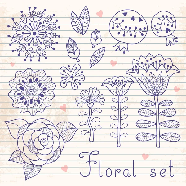 Set of floral elements isolated for your design. — Stock Vector