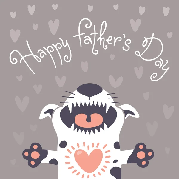 Cartão feliz dia dos pais com um filhote de cachorro engraçado . —  Vetores de Stock