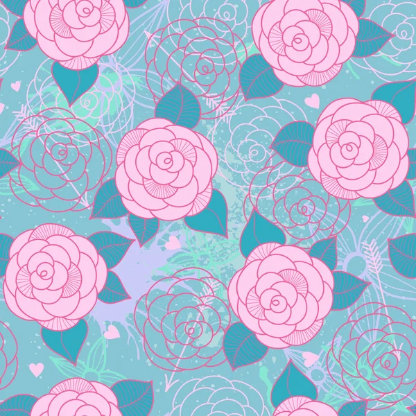 Seamless pattern with roses. — Stock Vector