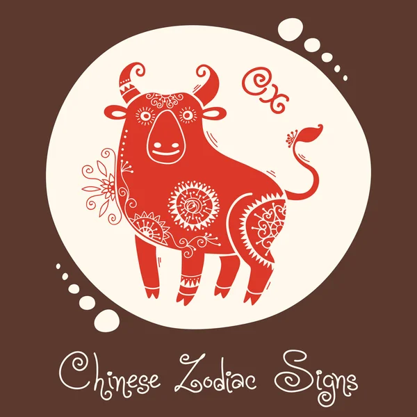 Buey. Signo del zodíaco chino — Vector de stock