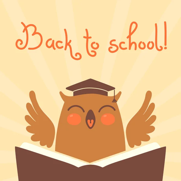 Back to school. Card with an owl. — Stock Vector