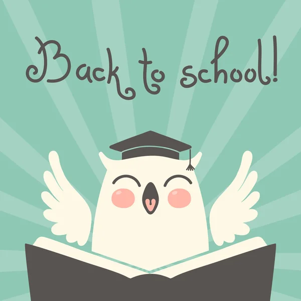 Back to school. Card with an owl. — Stock Vector