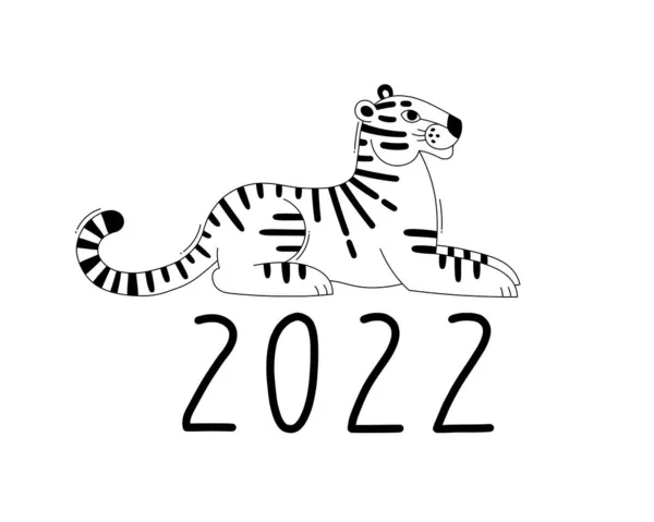 Тигр является символом Зодиака 2022 года. Векторная иллюстрация — стоковый вектор