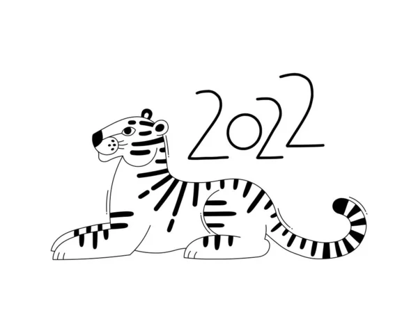老虎是2022年新年的黄道带符号。矢量说明 — 图库矢量图片