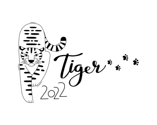 Der Tiger ist das Sternzeichen des neuen Jahres 2022. Vektorillustration — Stockvektor