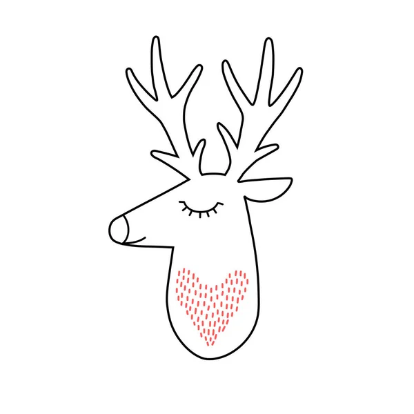 Deer Head Portrait Stylized Drawing Reindeer Simple Scandi Style Nursery lizenzfreie Stockillustrationen