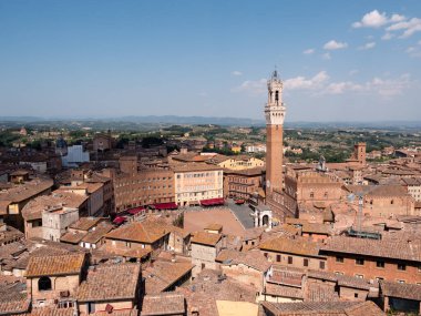 Piazza Il Campo, Toskana 'daki Siena Havalimanı, İtalya' nın yukarısından