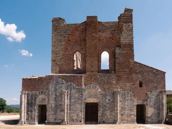 Abadía San Galgano Abbazia San Galgano Iglesia Ruina Entrada Con —  Fotos de Stock
