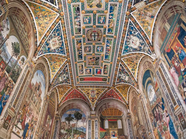 Siena Italien August 2021 Deckengewölbe Der Piccolomini Bibliothek Dom Von — Stockfoto